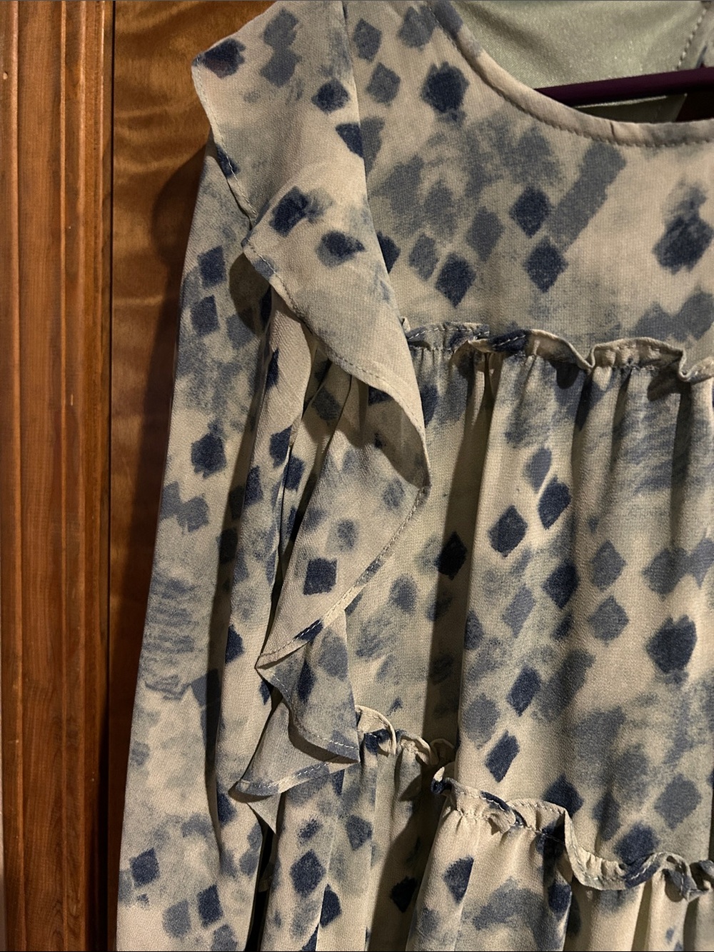Blue Printed Ruffle Tiered Top - Excellent Condition. - Picture 2 of 6